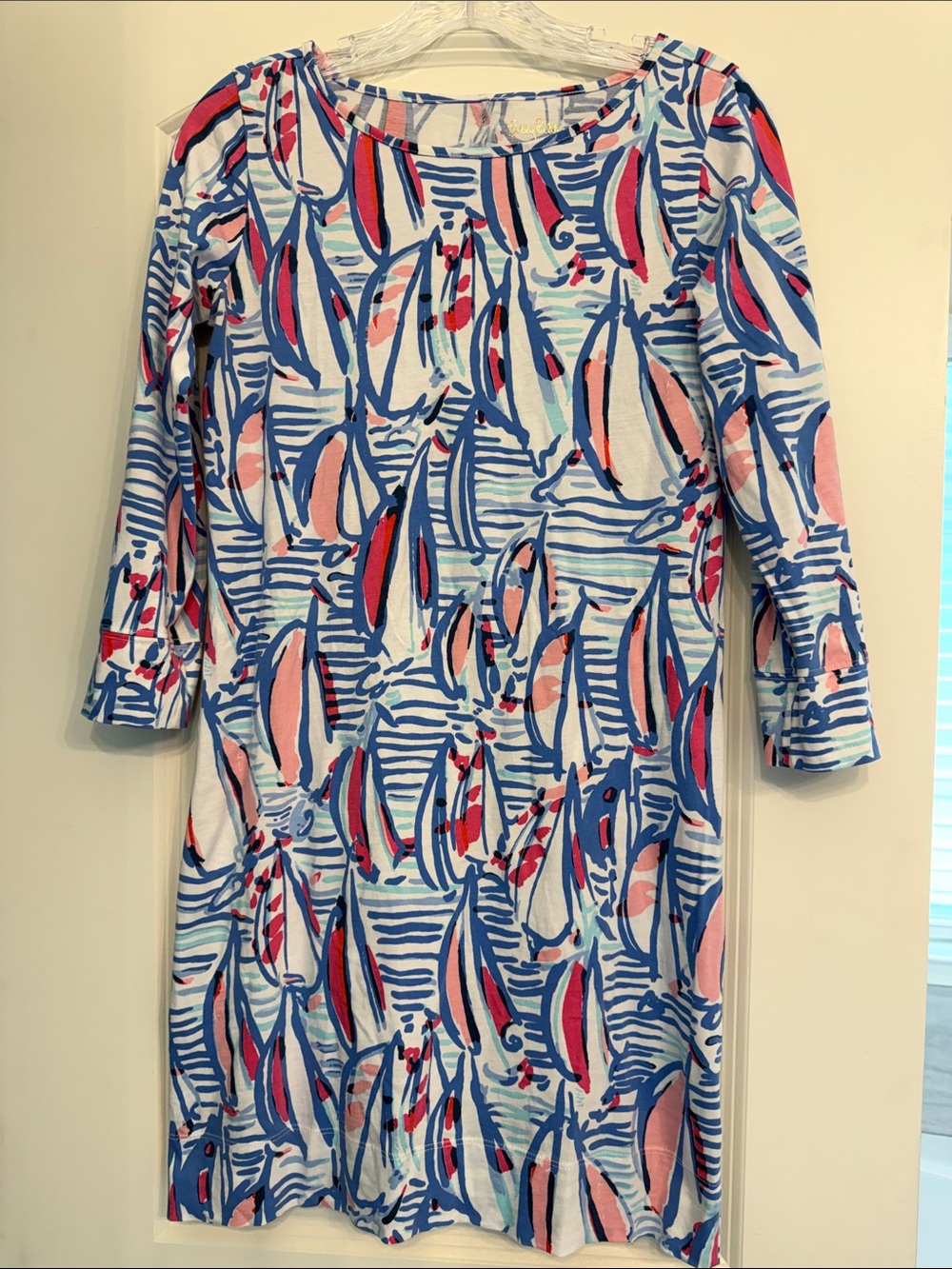 Lilly Pulitzer Sailboat-Print Shift Dress in Blue, Pink, Red, White